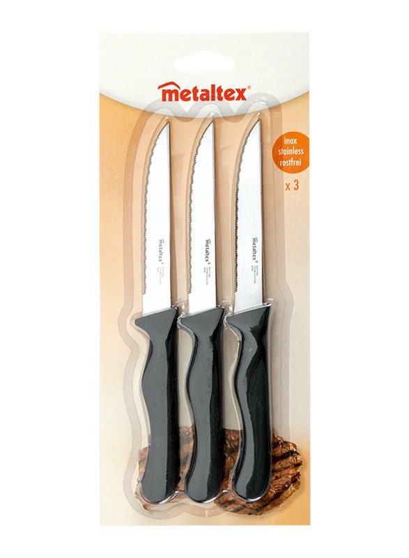 Metaltex Steel Set of 3 Basic Steak Knives 21 cm