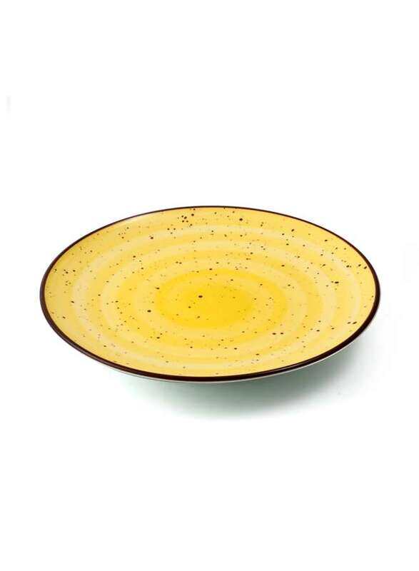 

Porceletta Yellow Color Glazed Porcelain Rimmed Thin Flat Plate 20 cm / 8