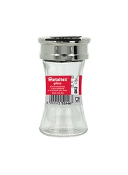 Metaltex Glass Salt & Pepper Spice Shaker Glass with2 Flip Lids Silver