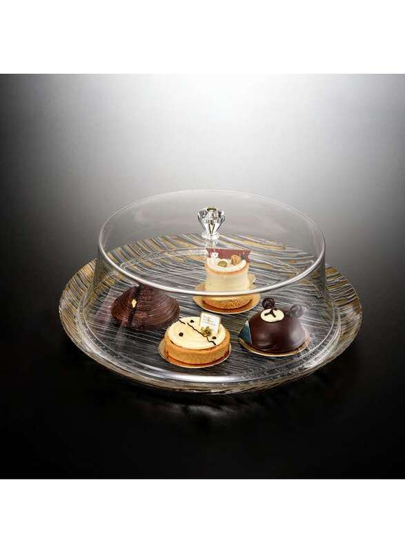 Vague Acrylic Round Cake Serving Set Golden 34 cm