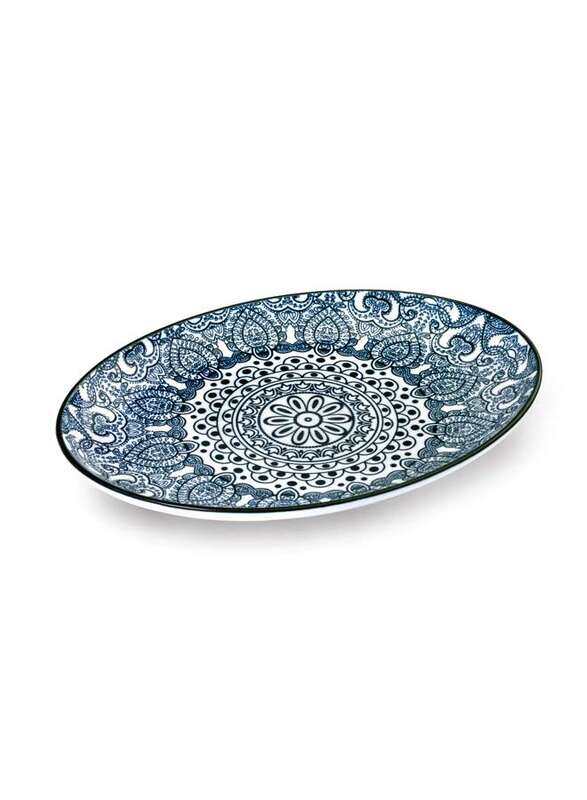 

Che Brucia Arabesque Blue Porcelain Oval Plate 10