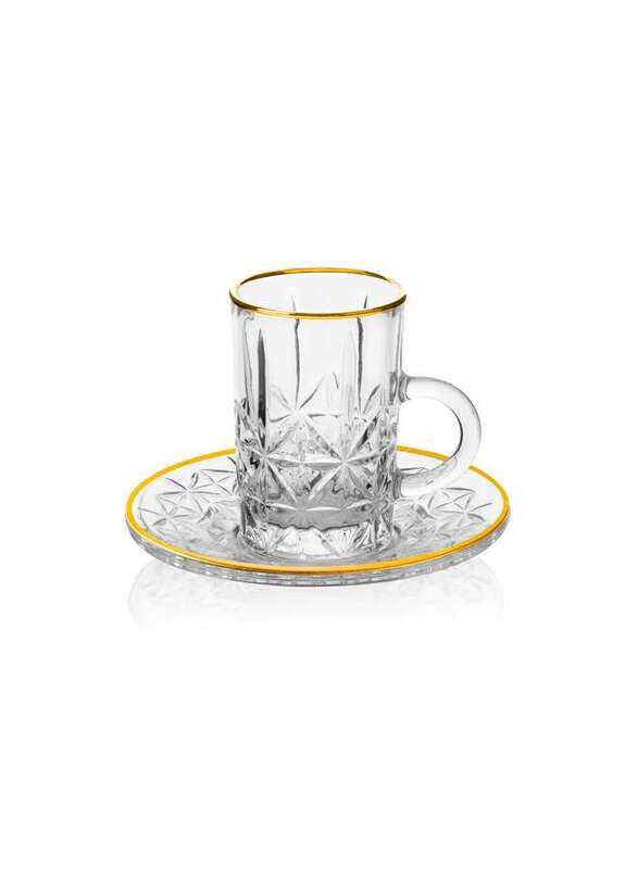 

Vague Tea Cups & Saucers Set with Golden Rim 120 ml