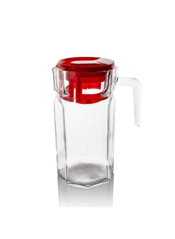 

Vague Glass Glass Jug 1.3 Liter Red Lid