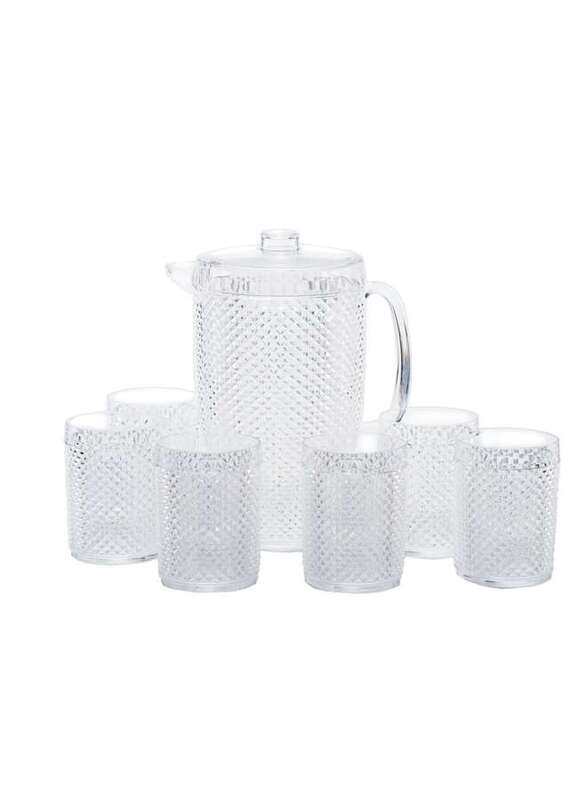 Vague Acrylic Diamond Jug 2.37L 7 Pieces Set Taiwan