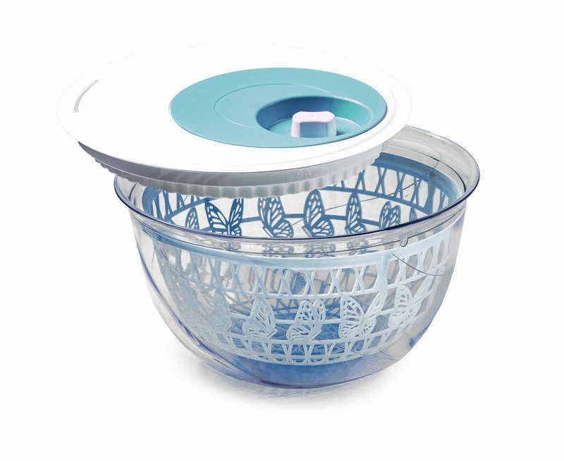 

Snips Miss Butterfly Light Blue 2 in 1 Salad Spinner & Bowl 4 Liter