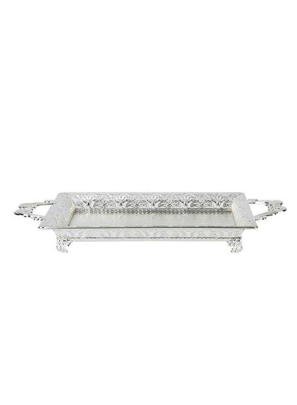 

Vague Silver Metal Serving Tray with Handle 56 cm