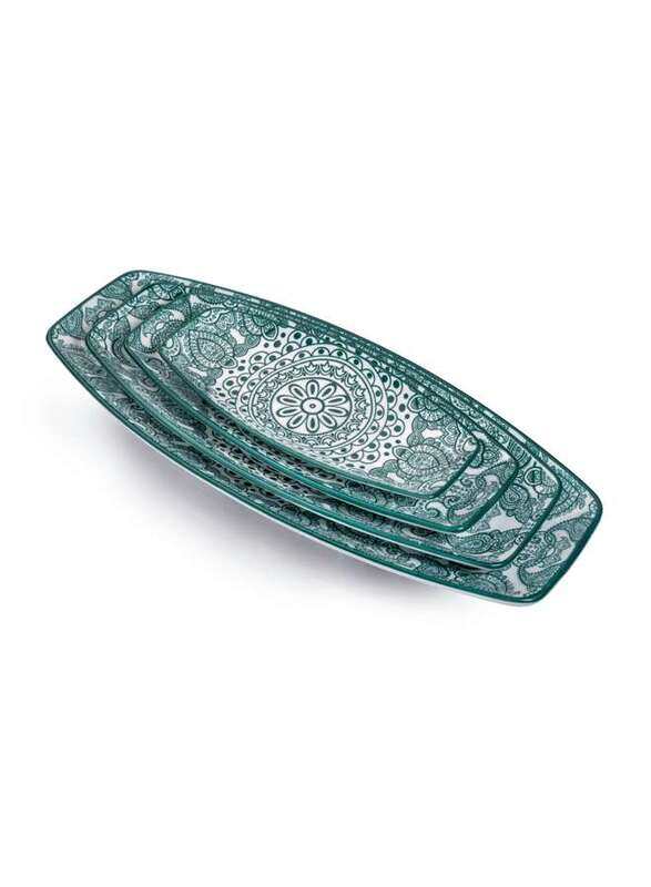 

Che Brucia Arabesque Green Porcelain Boat Shape Plate 8