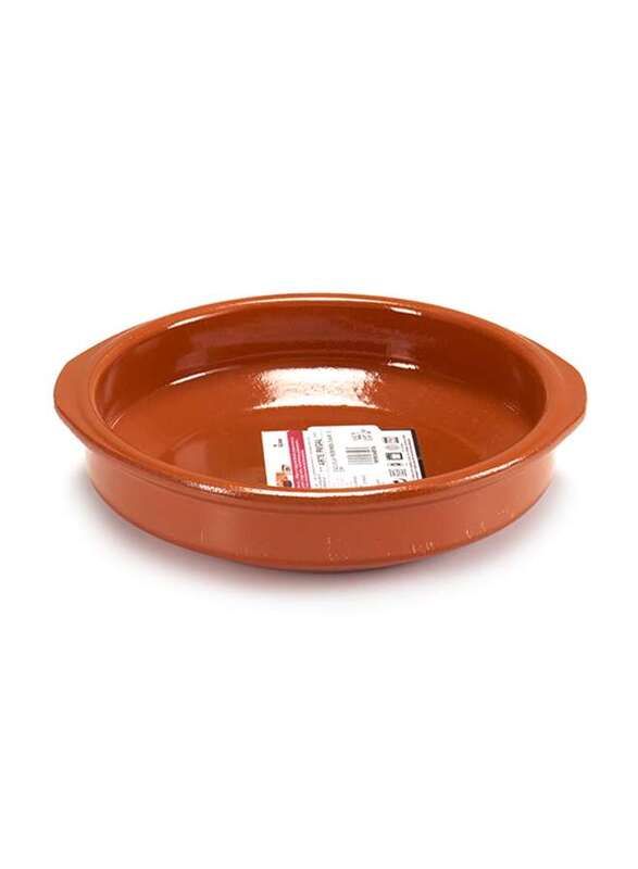 Arte Regal Brown Clay Round Deep Plate with Handle 22 cm