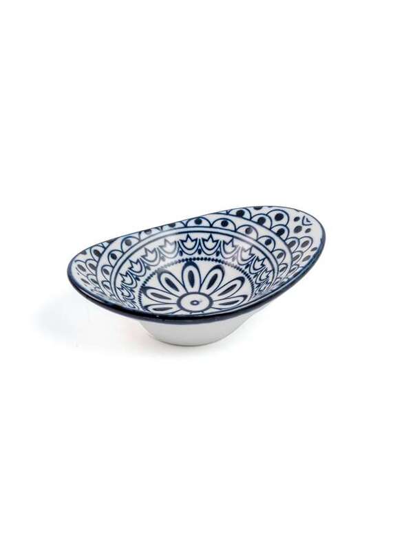 Che Brucia Arabesque Blue Porcelain Oval Deep Dish 10 cm