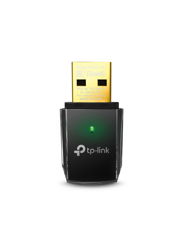 

Universal TP-Link AC600 Wireless Dual Band USB Adapter for Windows 11/10/8.1/8/7/XP/Mac OS 10.15, Black/Gold