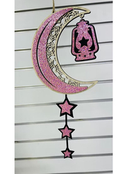 Italo Ramadan Kareem and Eid Celebration Wooden Door and Wall Hanging Curtain, 4 Pieces, RD631, Pink