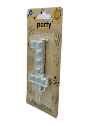 Italo Number 1 Metallic Birthday Party Candles, Ages 3+, YH266-1, Silver