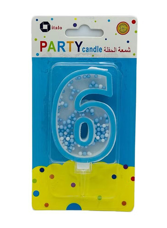 Italo Metallic Birthday Party Candles, Ages 3+, YH109-6, Blue