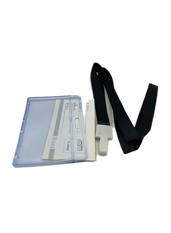 Italo Lanyard ID Card Holder, T -096H, Black/Clear