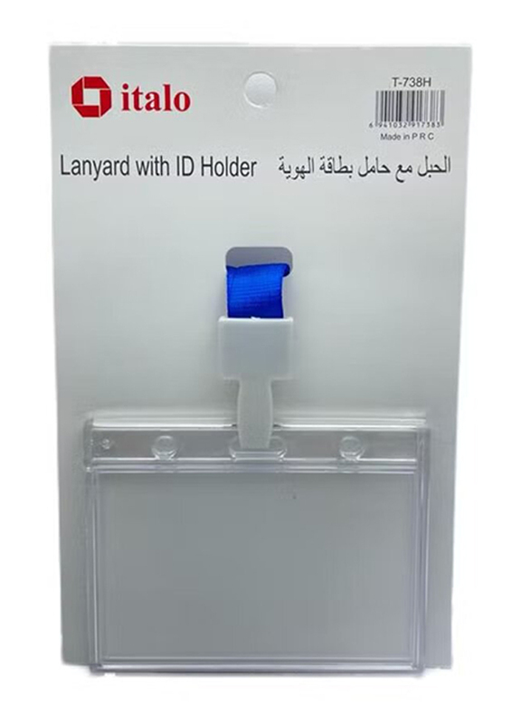 Italo Lanyard ID Card Holder, T -738H, Blue/Clear