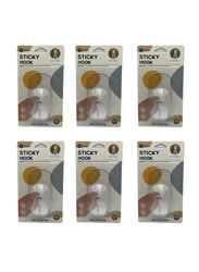 Italo Self Adhesive Sticky Hooks, 6 Pieces, XY-0313, Clear