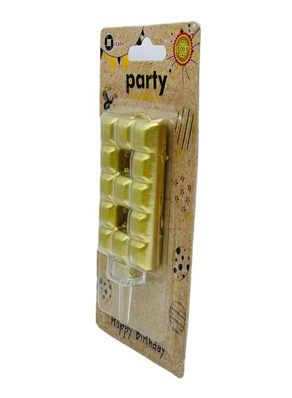 Italo Number 8 Metallic Birthday Party Candles, Ages 3+, YH266-8, Gold