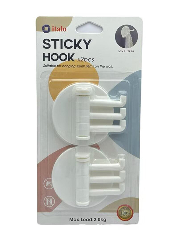 Italo Heavy Duty Self Adhesive Wall Hooks, 12 Pieces, M-10963, White