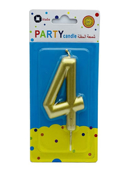 Italo Number 4 Metallic Birthday Party Candles, Ages 3+, YH284-1, Gold