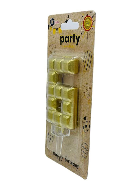 Italo Number 6 Metallic Birthday Party Candles, Ages 3+, YH266-6, Gold