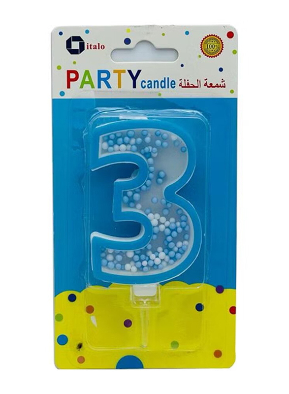 Italo Metallic Birthday Party Candles, Ages 3+, YH109-3, Blue