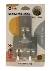 Italo Heavy Duty Adhesive Stainless Wall Hooks, 3 Pieces, XY-0866, Silver