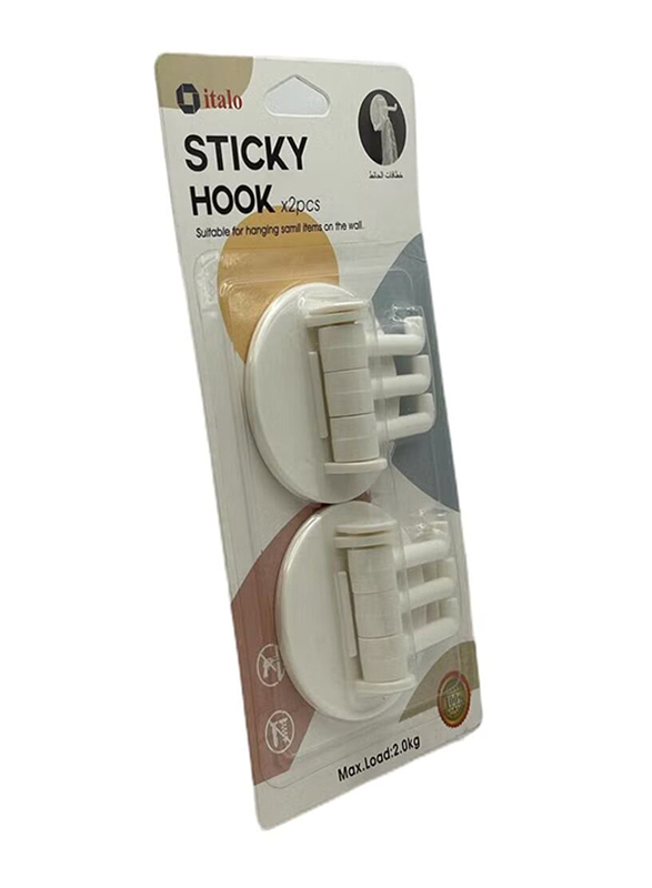 Italo Heavy Duty Self Adhesive Wall Hooks, 12 Pieces, M-10963, White