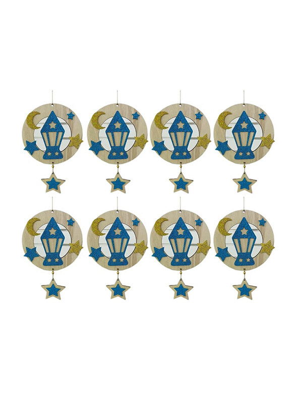 

Italo Ramadan Kareem and Eid Celebration Wooden Door and Wall Hanging Curtain, 8 Pieces, RD634, Blue/Brown/Yellow