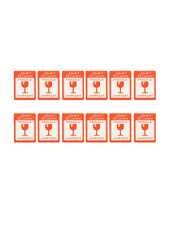 Italo Fragile Label Stickers, 12 Pieces, NW-515, Orange/White