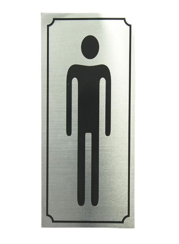 Italo English Arabic Aluminium Male Sign Door Sticker, NW510-24, Black/Silver
