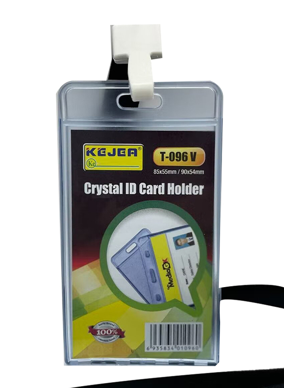 Italo Lanyard ID Card Holder, T -096H, Black/Clear