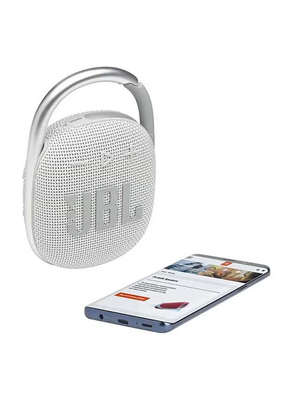 JBL Clip 4 Portable Bluetooth Speaker, White