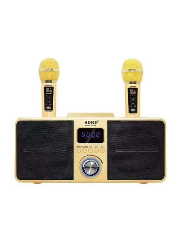 SDRD New Karaoke Machine Bluetooth Portable PA Speaker, Gold
