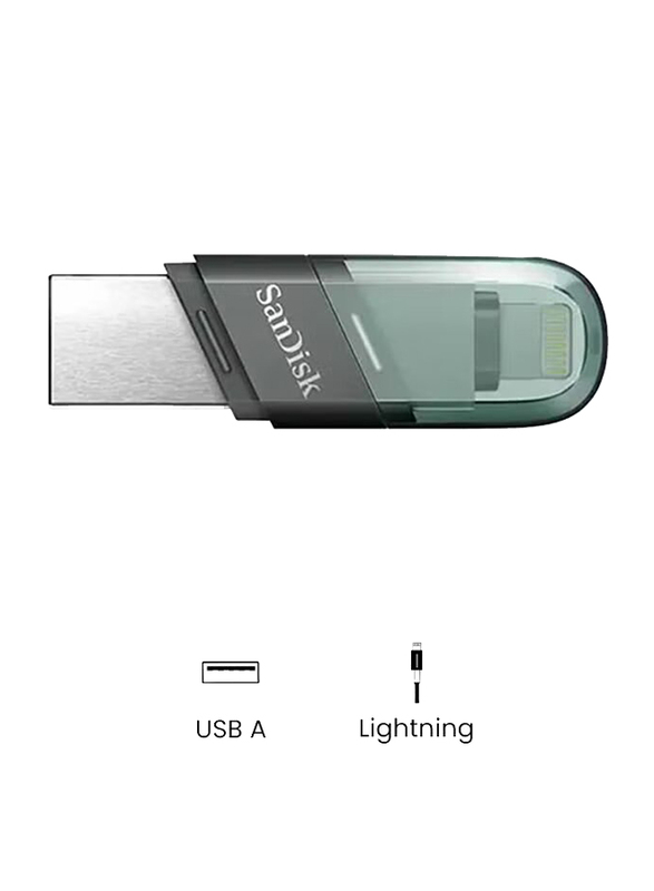 SanDisk 128GB iXpand Flip USB Flash Drive, Green/Silver