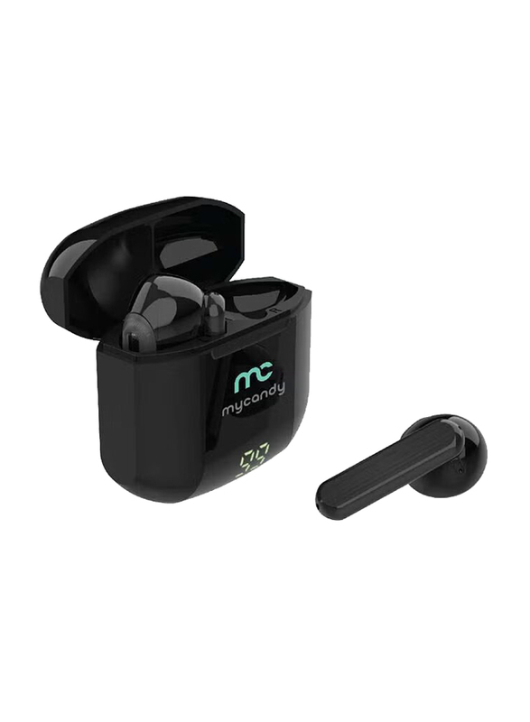 Mycandy TWS175 True Wireless In-Ear Earbuds with Digital Battery Level Display, Black