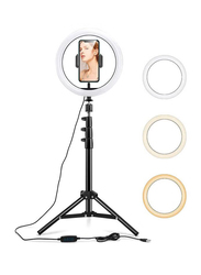 12-inch LED Ring Light with Tripod Stand, Black