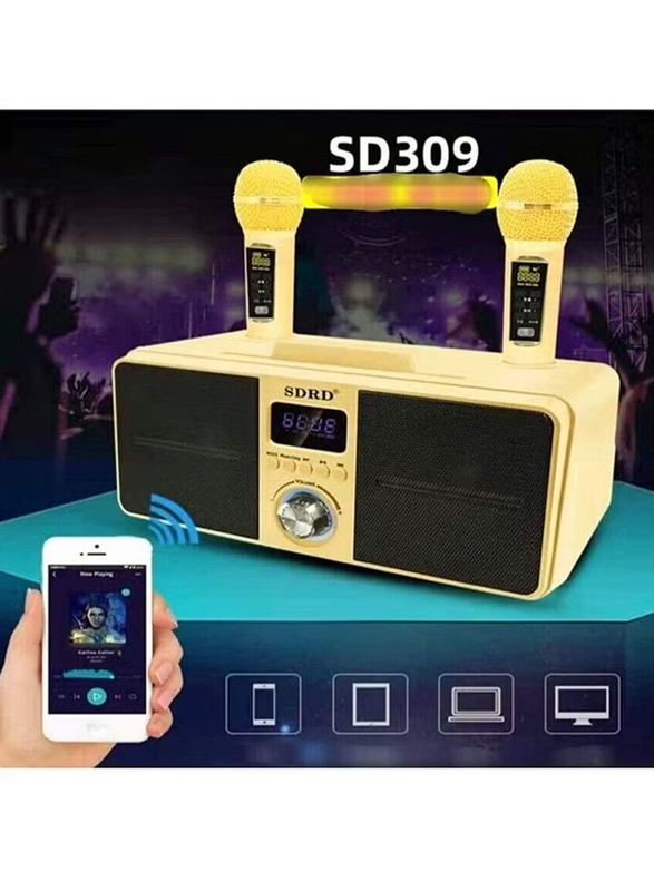 SDRD New Karaoke Machine Bluetooth Portable PA Speaker, Gold