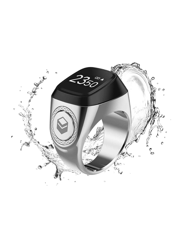 iQibla Tasbih Ziker Water Resistant Smart Ring for Women, 18mm, Silver