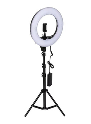 12-inch LED Ring Light with Tripod Stand, Black