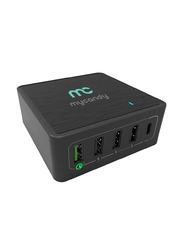 Mycandy 60W 5-Port Usb & Type C Desktop Charger, Black