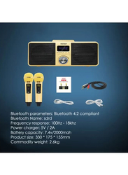 SDRD New Karaoke Machine Bluetooth Portable PA Speaker, Gold