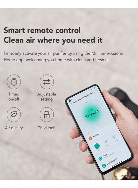 Xiaomi Mi 4 Smart Air Purifier with OK Google, Alexa Mi Home and OLED Touch Control Display, AC-M18-SC, White
