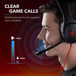 Anker Sound core Strike 1 Wired Over-Ear Gaming Headset with Microphone for PS4/PS5/XOne/XSeries/NSwitch/PC, Black/Red