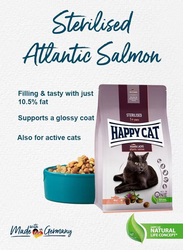 Happy Cat Adult Sterilised Atlantik-Lachs (Atlantic Salmon) Cat Dry Food, 1.3 Kg