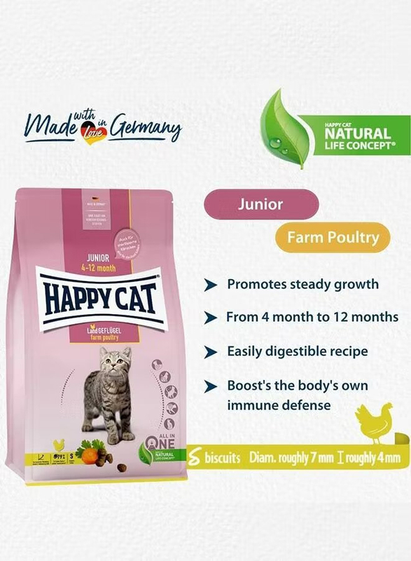 Happy Cat Junior Land Geflugel (Poultry) Cat Dry Food, 300g