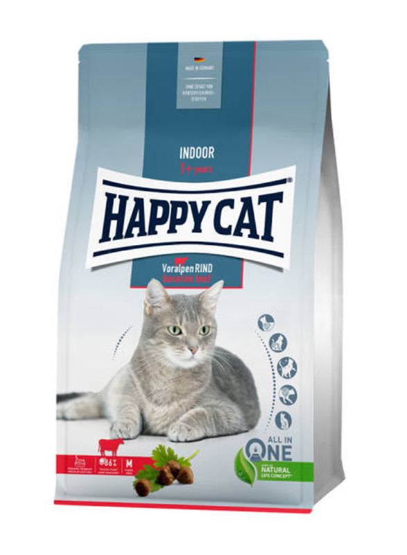 Happy Cat Indoor Adult Voralpen-Rind Cat Dry Food, 4 Kg