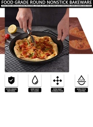 Peinat 3-Piece Carbon Steel Non-Stick Pizza Baking Pan Set, Black