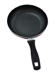 22cm Premium Quality Non-Stick Stainless Steel Frying Pan, Black/Red