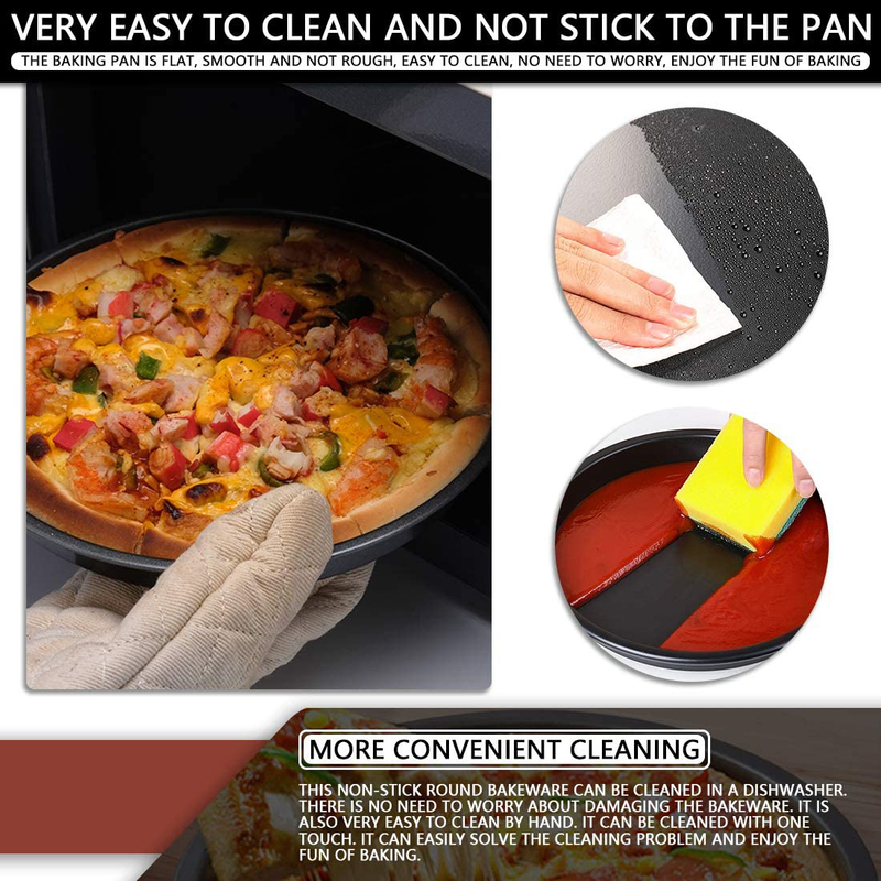 Peinat 3-Piece Carbon Steel Non-Stick Pizza Baking Pan Set, Black