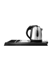 1L Stainless Steel Electric Kettle with Tray, Black/Silver